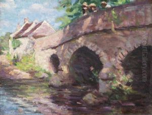 Enfants Sur Un Pont by Henri Beau