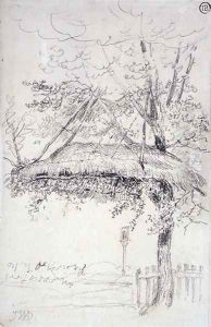 A Thatched Shelter Suspended from a Tree by James Ward