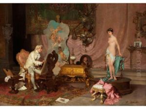 Maler Im Atelier Mit Aktmodell by Francesco Beda