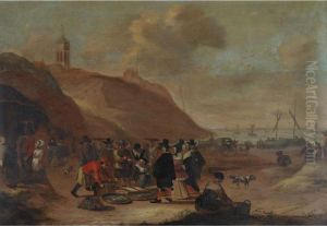 Fish Market At Egmond-aan-zee With Moored Boats And Townsfolk Mingling