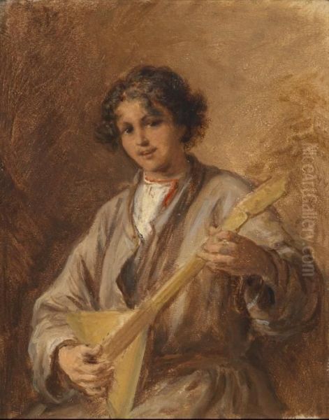 Young Boy With Balalaika - view 1