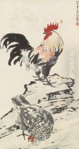 Rooster And Hen by Xu Beihong