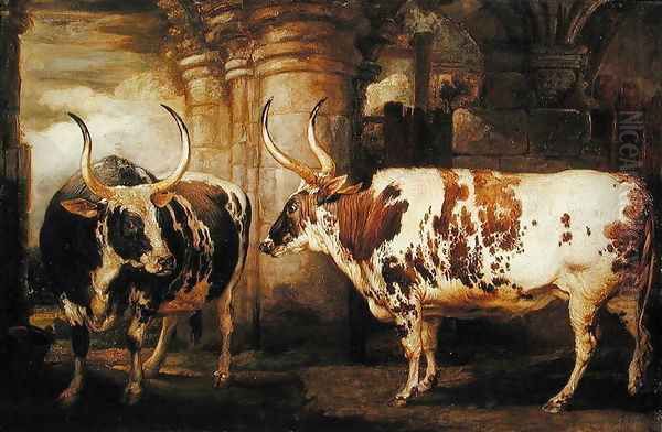 Portraits of two extraordinary oxen, the property of the Earl of Powis, 1814 - view 1