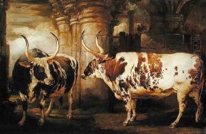 Portraits of two extraordinary oxen, the property of the Earl of Powis, 1814