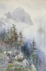 Mountains With Mist And Glaciers by Frederic Marlett Bell-Smith