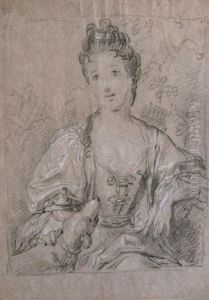 Etude Pour Le Portrait D'une Jeune Femme En Diane Chasseresse. by Alexis-Simon Belle