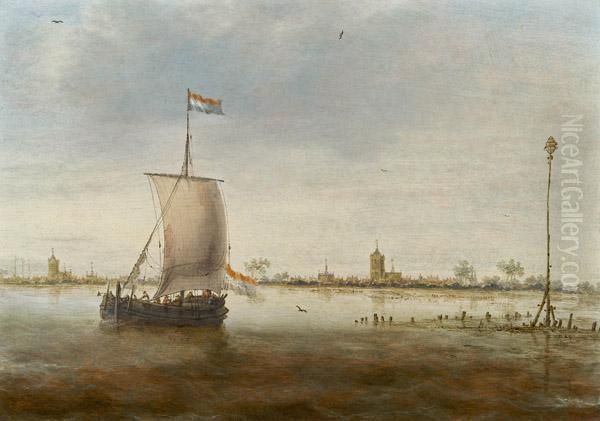 Segelschiff Vor Einer Hollandischen Kustenstadt - view 1