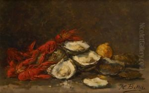 Nature Morte Aux Huitres Et Ecrevisses by Hubert Bellis