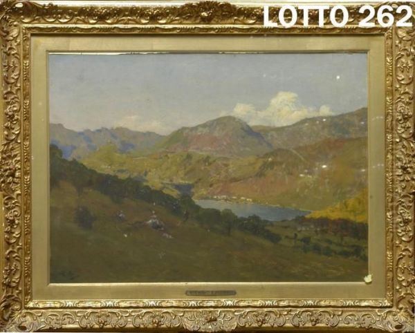 Paesaggio Montano Con Lago E Pastorelle - view 1