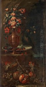 Still Life With Flowers And Parrot