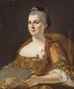 Ritratto Di Dama A Mezzo Busto Con Ventaglio