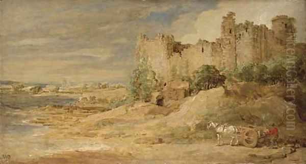 A castle by the sea, possibly Manorbier Castle, Pembrokeshire - view 1
