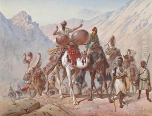 An Arab Camel Train by Joseph-Austin Benwell