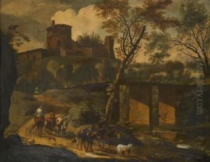 Landskap Med Vandrande Sallskap by Nicolaes Berchem