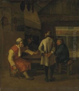 Men Drinking In An Interior by Job Adriaensz. Berckheyde