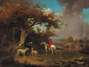 A huntsman and hounds on the edge of a wood by James Ward