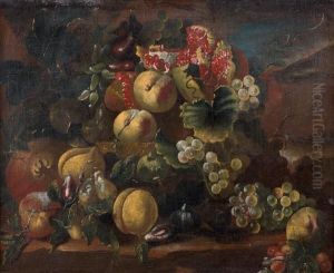 Nature Morte Aux Peches, Grenades Et Raisins by Christian Berentz