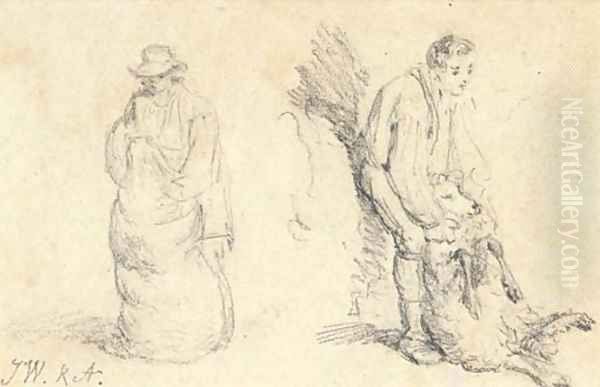 Two studies of sheep shearing - view 1
