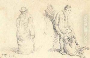 Two studies of sheep shearing by James Ward