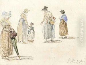 Studies of female figures and a child by James Ward