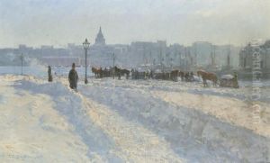 Stockholm Fran Blasieholmen Om Vintern by Alfred Bergstrom