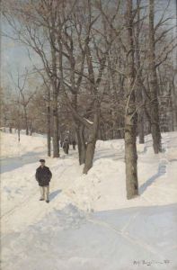 Skeppsholmen I Sno by Alfred Bergstrom