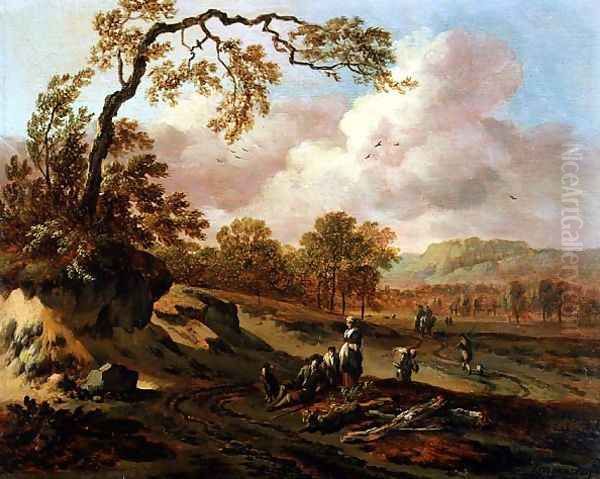 A Wooded River Landscape with Peasants on a Path - view 1