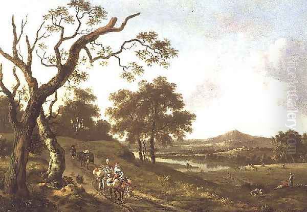 An Extensive Landscape with Pack Mules on a Country Road - view 1