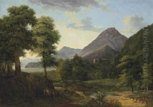 A Wooded, Mountainous Landscape 
With Soldiers Capturing A Centurion And A Figure Escaping By A River