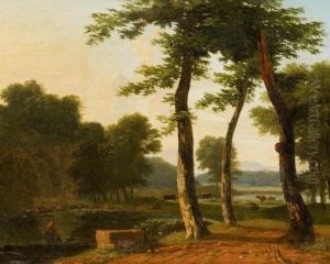 Italian Landscape With Shepherds by Jean-Victor Bertin