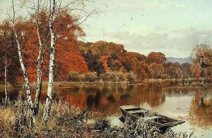 Now Autumn's fire burns slowly along the woods, Abinger Mill Pond, Abinger Hammer, Surrey