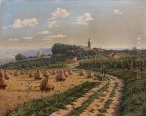 Landscape With Haystacks by Boris Vasilievich Bessonov
