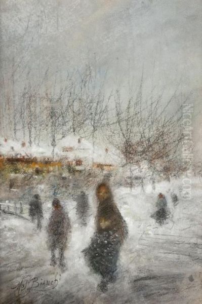 Paesaggio Innevato Con Bambini - view 1