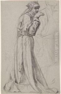 Une Femme Debout Dans Un Costume Renaissance by Alexandre Bida