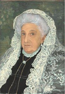 Buste D'une Dame Avec Foulard En Dentelles Blanc