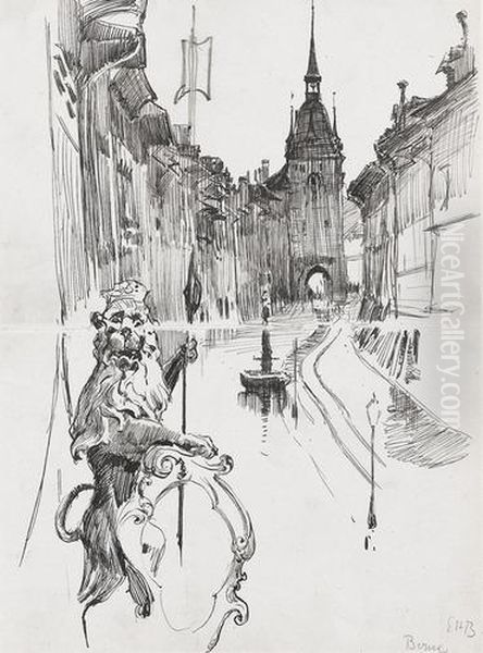 Marktgasse Mit Steinernem Lowen Und Kafigturm. - view 1