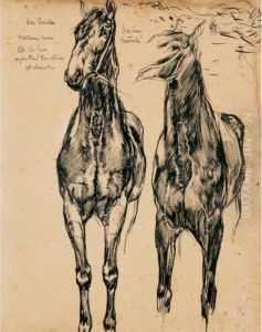 Etude De Chevaux by Ernest Bieler