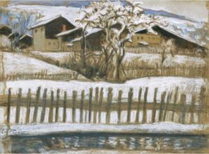 Village En Hiver by Ernest Bieler