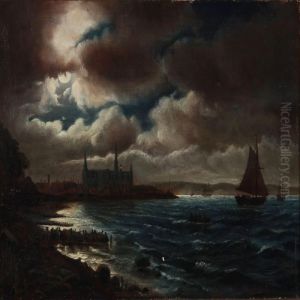 Evening Coastal Scene With A View Towards Kronborg Castle by Carl Ludwig Bille