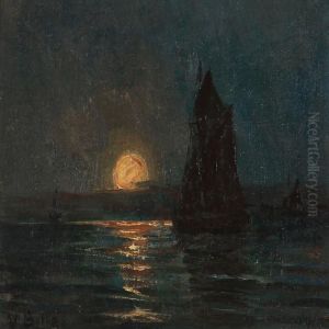 Seascape In Moonlight by Vilhelm Bille
