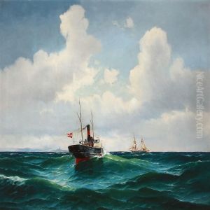 Seascape With A Steamship And A Sailing Ship