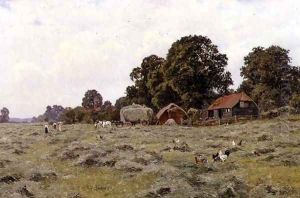 Haymaking in Fittleworth, Sussex by Edward Wilkins Waite
