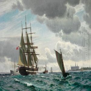 Numerous Ships Crossing In Oresund by Christian Vigilius Blache