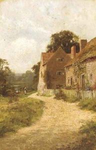 Sunlit cottages by Edward Wilkins Waite