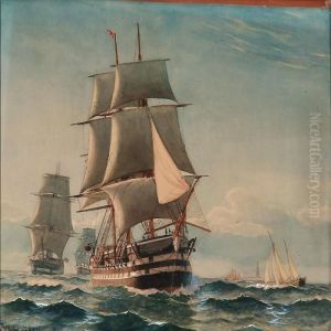 Seascape With Ships Of The Line In Convoy Seascape With Ships Of The Line In Convoy
