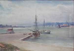 View Of Berwick And The Road And Rail Bridges by John Blair