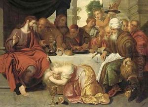 Mary Magdalen washing the feet of Christ