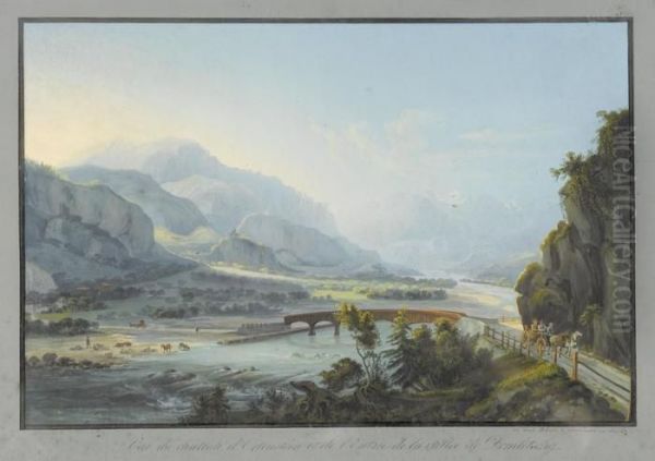 Vue Du Chateau D'ortenstein Et De L'entree De La Vallee Dom 
Letschg - view 1