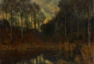 Biche Au Bord De L""etang by Maurice Blieck