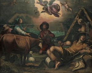 Forkunnandet Av Jesu Fodelse For Herdarna by Abraham Bloemaert